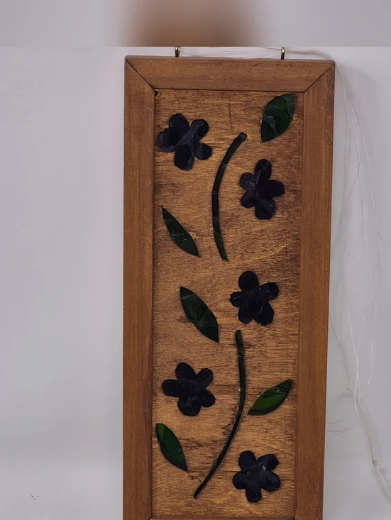 Floral Wood Cut Out And Glass Suncatcher - Picture 3 of 3